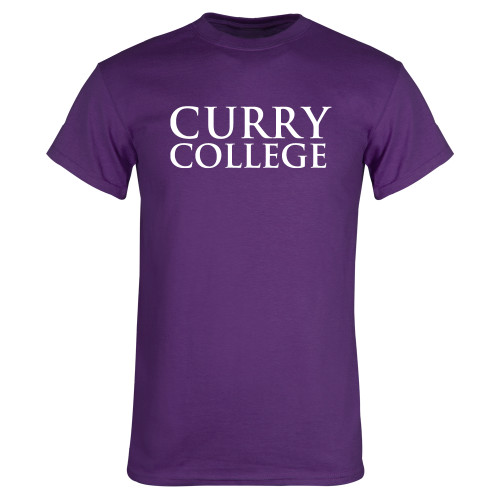  Purple T Shirt - Curry College Wordmark Stacked