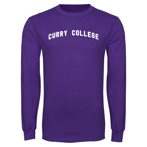  Purple Long Sleeve T Shirt - Curry College Arched Design