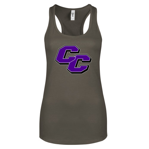  Next Level Womens Charcoal Racerback Tank - Curry College Primary Athletic Mark
