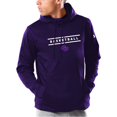  Under Armour Purple Armour Fleece Hoodie - Curry College Basketball Text with Lines