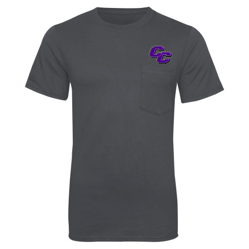  Charcoal T Shirt w/Pocket - Curry College Primary Athletic Mark