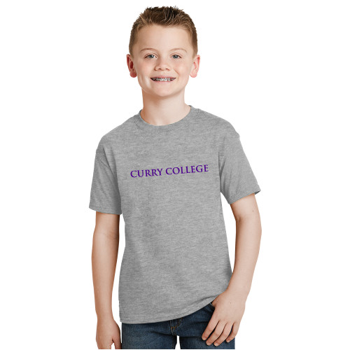 Youth Grey T Shirt - Curry College Wordmark Flat