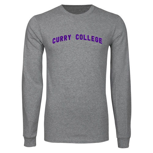  Grey Long Sleeve T Shirt - Curry College Arched Design
