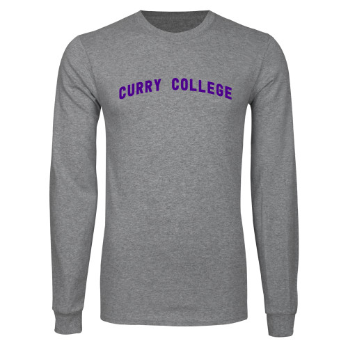 Grey Long Sleeve T Shirt - Curry College Arched Design