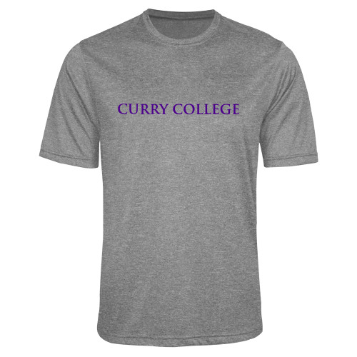  Grey Heather Performance Contender Tee - Curry College Wordmark Flat