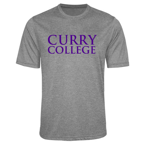  Grey Heather Performance Contender Tee - Curry College Wordmark Stacked