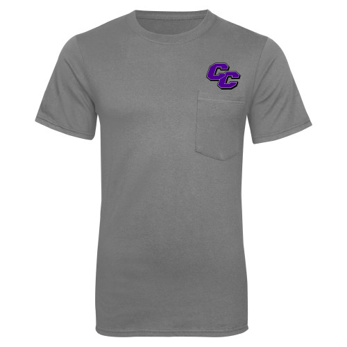  Grey 50/50 T Shirt w/Pocket - Curry College Primary Athletic Mark
