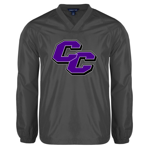  Charcoal V Neck Raglan Windshirt - Curry College Primary Athletic Mark