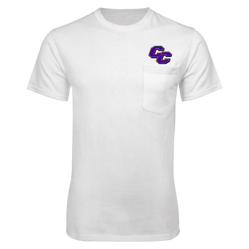  White T-Shirt w/Pocket - Curry College Primary Athletic Mark
