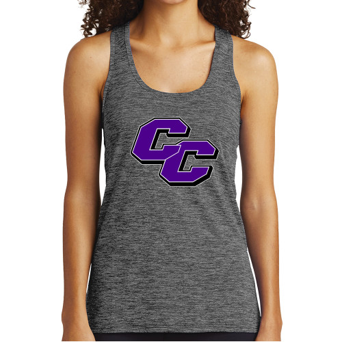  Womens Performance Grey/Black Heather Tank - Curry College Primary Athletic Mark