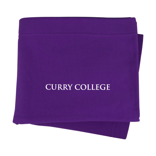  Purple Sweatshirt Blanket - Curry College Wordmark Flat