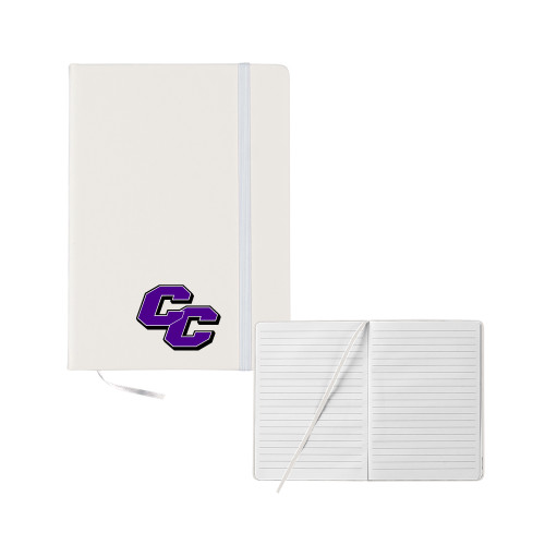 5x7 White Hard Cover Journal - Curry College Primary Athletic Mark