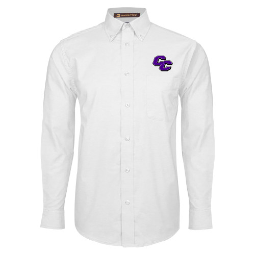  White Oxford Long Sleeve Shirt - Curry College Primary Athletic Mark