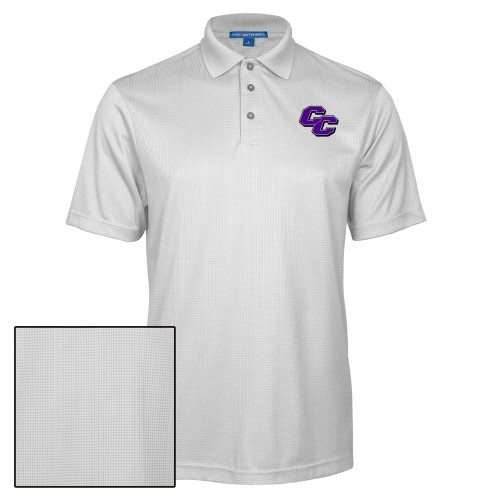  White Performance Fine Jacquard Polo - Curry College Primary Athletic Mark