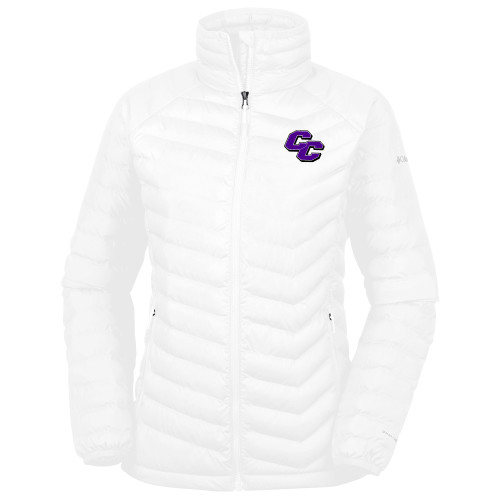  Columbia Womens White Powder Lite Jacket - Curry College Primary Athletic Mark