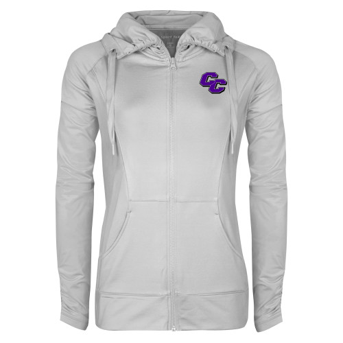 Womens White Sport Wick Stretch Full Zip Jacket - Curry College Primary Athletic Mark