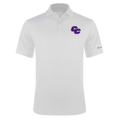  Columbia White Omni Wick Drive Polo - Curry College Primary Athletic Mark