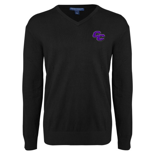  Black VNeck Sweater - Curry College Primary Athletic Mark