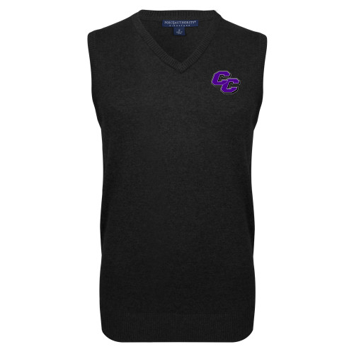  Black VNeck Sweater Vest - Curry College Primary Athletic Mark