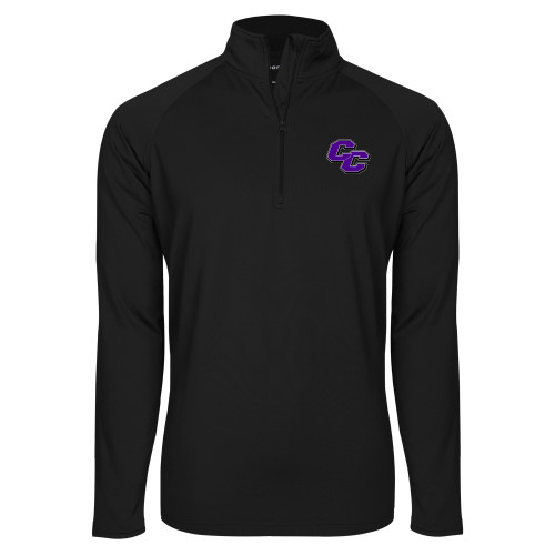  Sport Tek Black Sport Wick Stretch 1/2 Zip Pullover - Curry College Primary Athletic Mark
