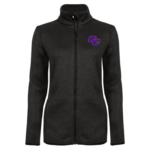  Womens Black Heather Fleece Jacket - Curry College Primary Athletic Mark