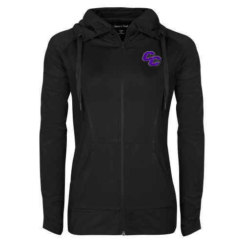  Womens Black Sport Wick Stretch Full Zip Jacket - Curry College Primary Athletic Mark