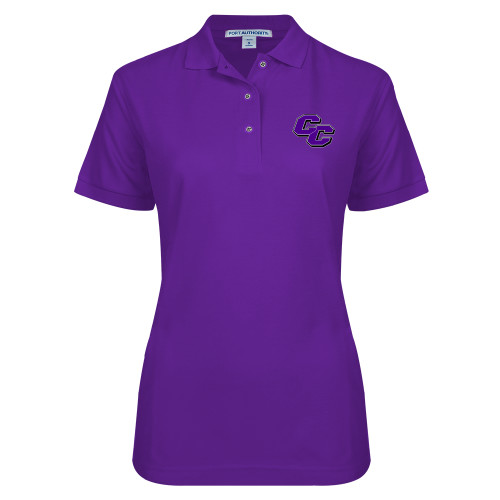  Womens Silk Touch Purple Pique Polo - Curry College Primary Athletic Mark