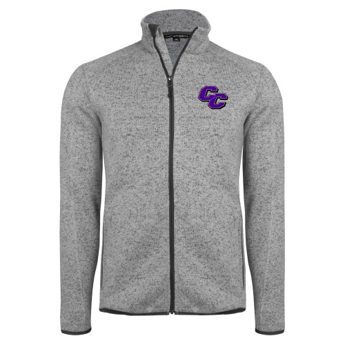  Grey Heather Sweater Fleece Jacket - Curry College Primary Athletic Mark
