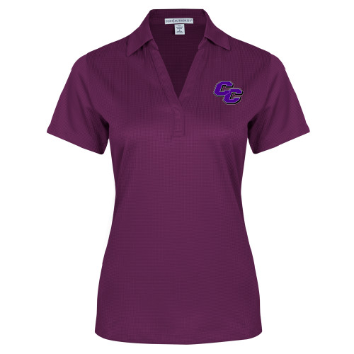  Womens Purple Performance Fine Jacquard Polo - Curry College Primary Athletic Mark