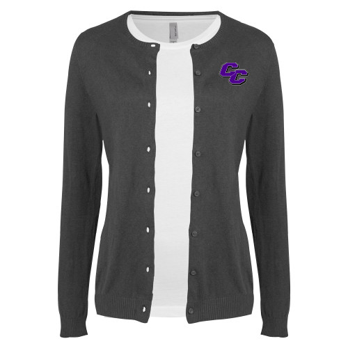  Womens Charcoal Cardigan Sweater - Curry College Primary Athletic Mark