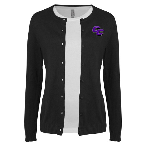  Womens Black Cardigan Sweater - Curry College Primary Athletic Mark