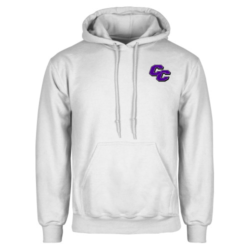  White Fleece Hoodie - Curry College Primary Athletic Mark