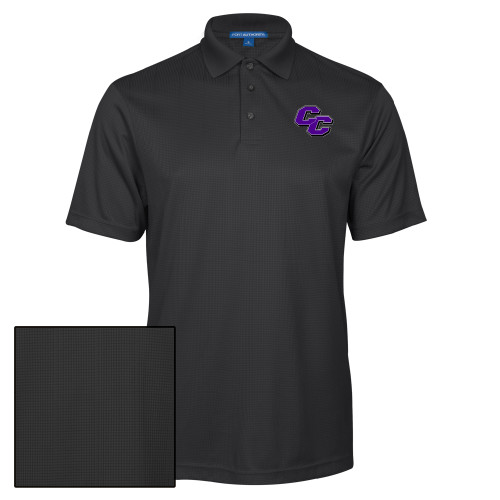  Charcoal Performance Fine Jacquard Polo - Curry College Primary Athletic Mark