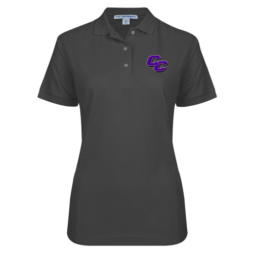  Womens Silk Touch Charcoal Pique Polo - Curry College Primary Athletic Mark