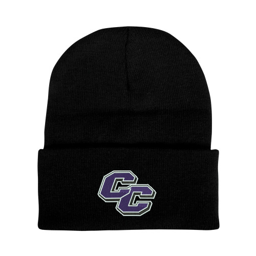  Black Knit Beanie w/Cuff - Curry College Primary Athletic Mark