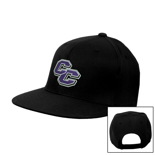  Black Flat Bill Snapback Hat - Curry College Primary Athletic Mark