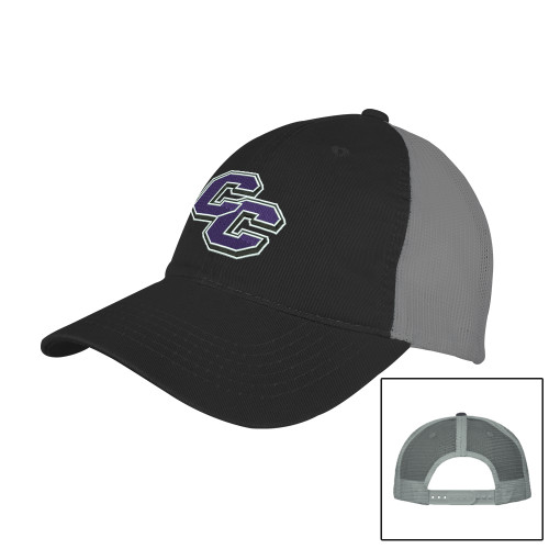  Black/Charcoal Mesh Back Unstructured Low Profile Hat - Curry College Primary Athletic Mark