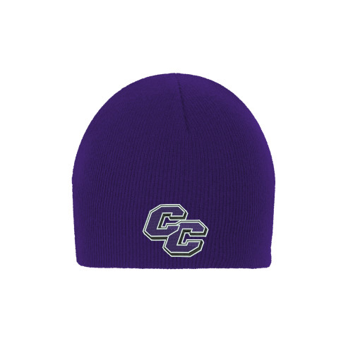  Purple Knit Beanie - Curry College Primary Athletic Mark