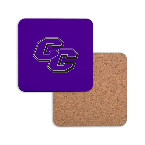  Hardboard Coaster w/Cork Backing - Curry College Primary Athletic Mark