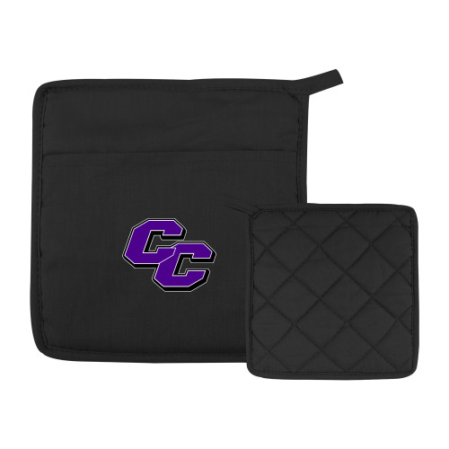  Quilted Canvas Black Pot Holder - Curry College Primary Athletic Mark