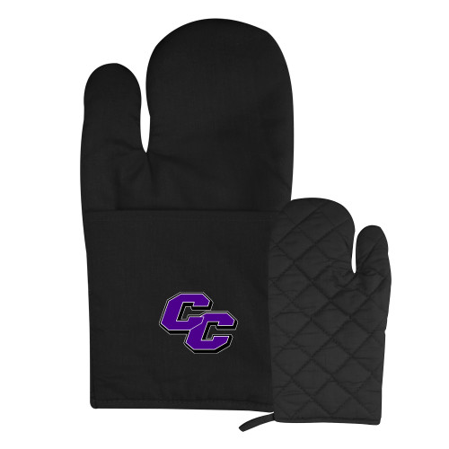  Quilted Canvas Black Oven Mitt - Curry College Primary Athletic Mark