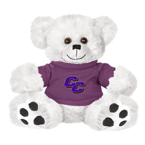  Plush Big Paw 8 1/2 inch White Bear w/Purple Shirt - Curry College Primary Athletic Mark