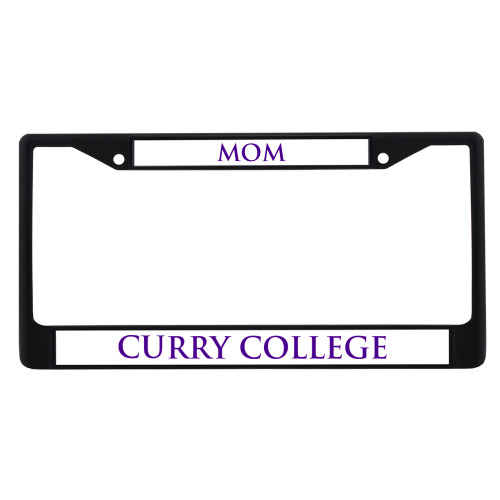  Mom Metal License Plate Frame in Black - Curry College Wordmark Flat