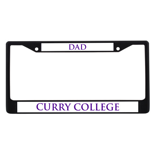 Dad Metal License Plate Frame in Black - Curry College Wordmark Flat