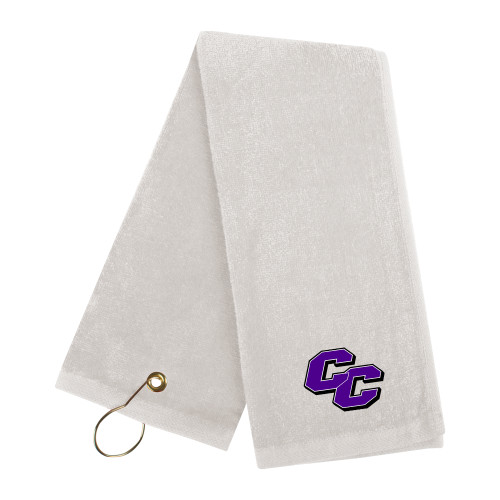  White Golf Towel - Curry College Primary Athletic Mark