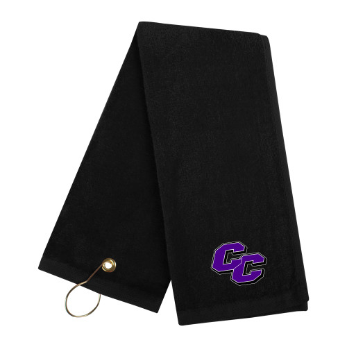  Black Golf Towel - Curry College Primary Athletic Mark