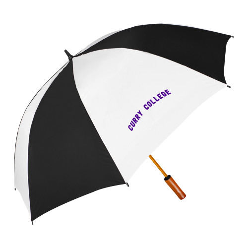  64 Inch Black/White Umbrella - Curry College Arched Design