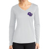 Thumbnail image for  Womens White Performance Long Sleeve V Neck Shirt