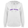 Thumbnail image for  ENZA Womens White V Notch Raw Edge Fleece Hoodie