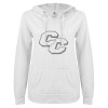 Thumbnail image for  ENZA Womens White V Notch Raw Edge Fleece Hoodie